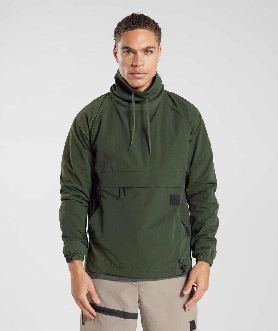 Accessories Męskie Gymshark Retake Anorak Oliwkowe | PL 3534SGL